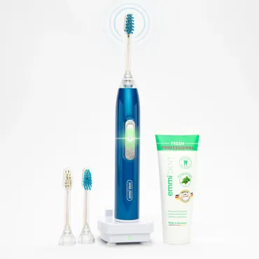 emmi-dent Metallic Blau Starter Set Ultraschallzahnbürste